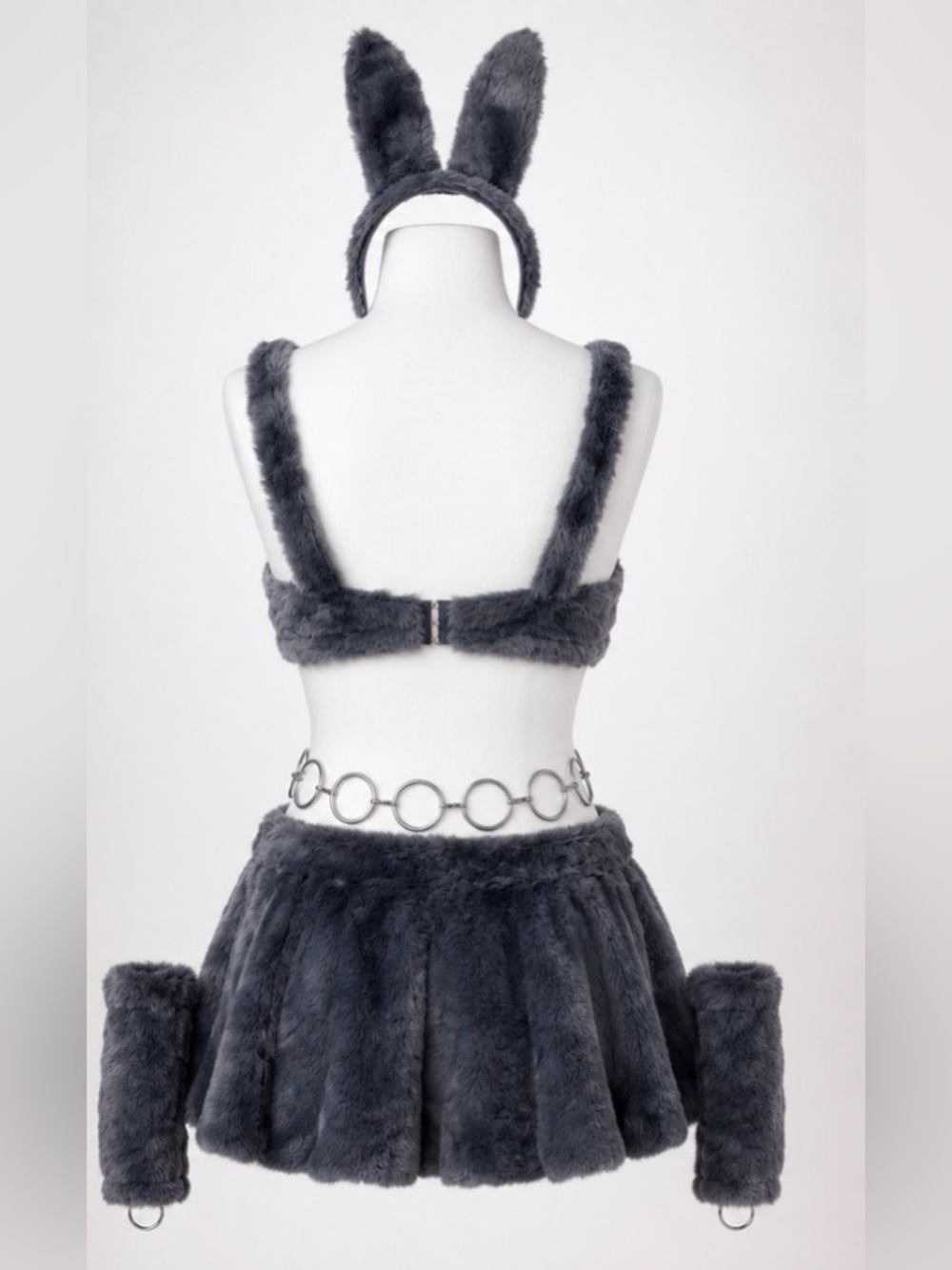 Dolls Kill Sugar Thrillz Labubu Grey Faux Fur Set Medium - Picture 7 of 9